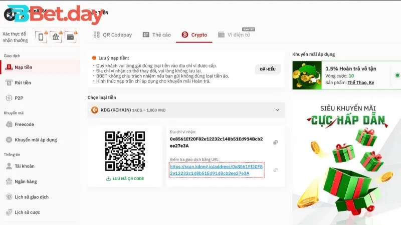 Nạp tiền bằng Crypto