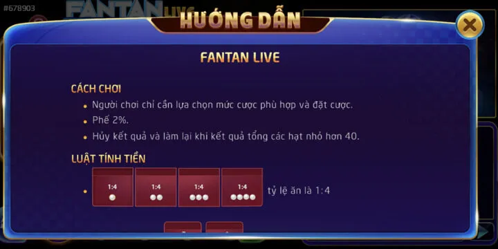 Hướng dẫn chơi Fantan Live BBET cho người mới